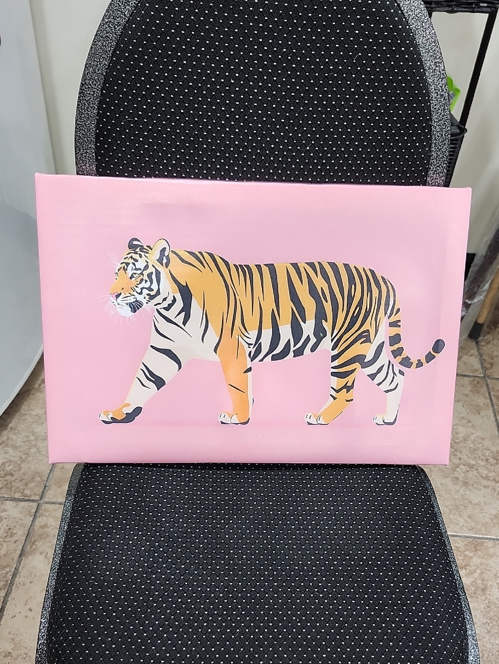 TIGER CANVAS WALL ART WITH PINK BACKGROUND